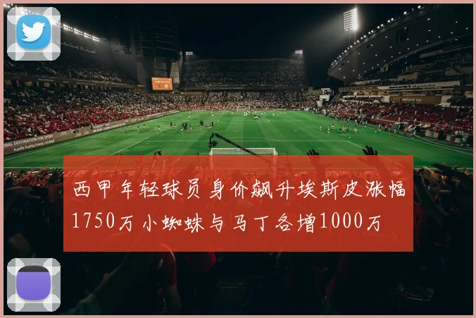 西甲年轻球员身价飙升埃斯皮涨幅1750万小蜘蛛与马丁各增1000万